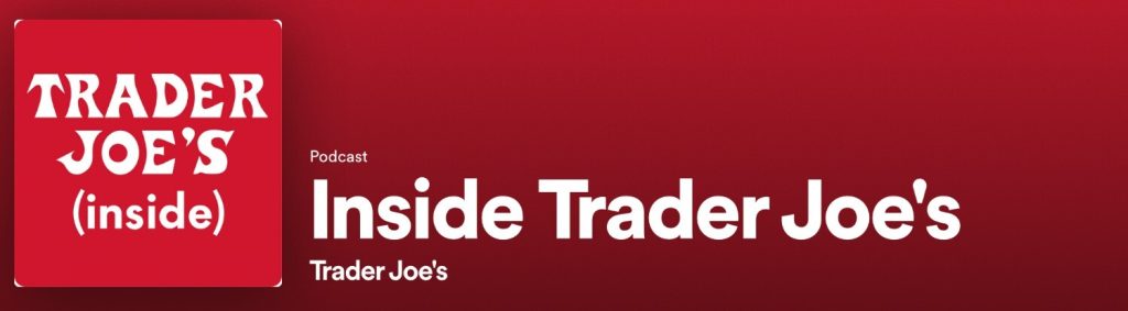 red banner with a logo for Inside Trader Joe's podcast