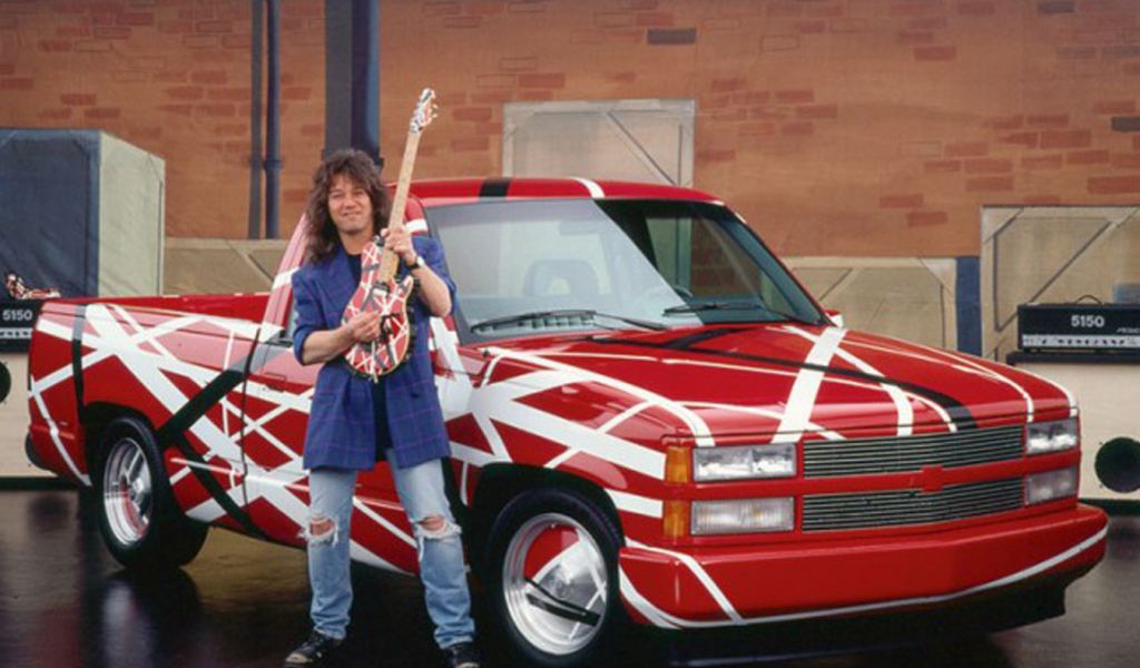 Eddie van Halen with van Halen printed truck 