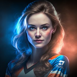 A female esports player portrait